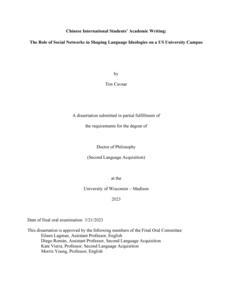 Chinese International Students’ Academic Writing: The Role of Social Networks in Shaping Language Ideologies on a US University Campus