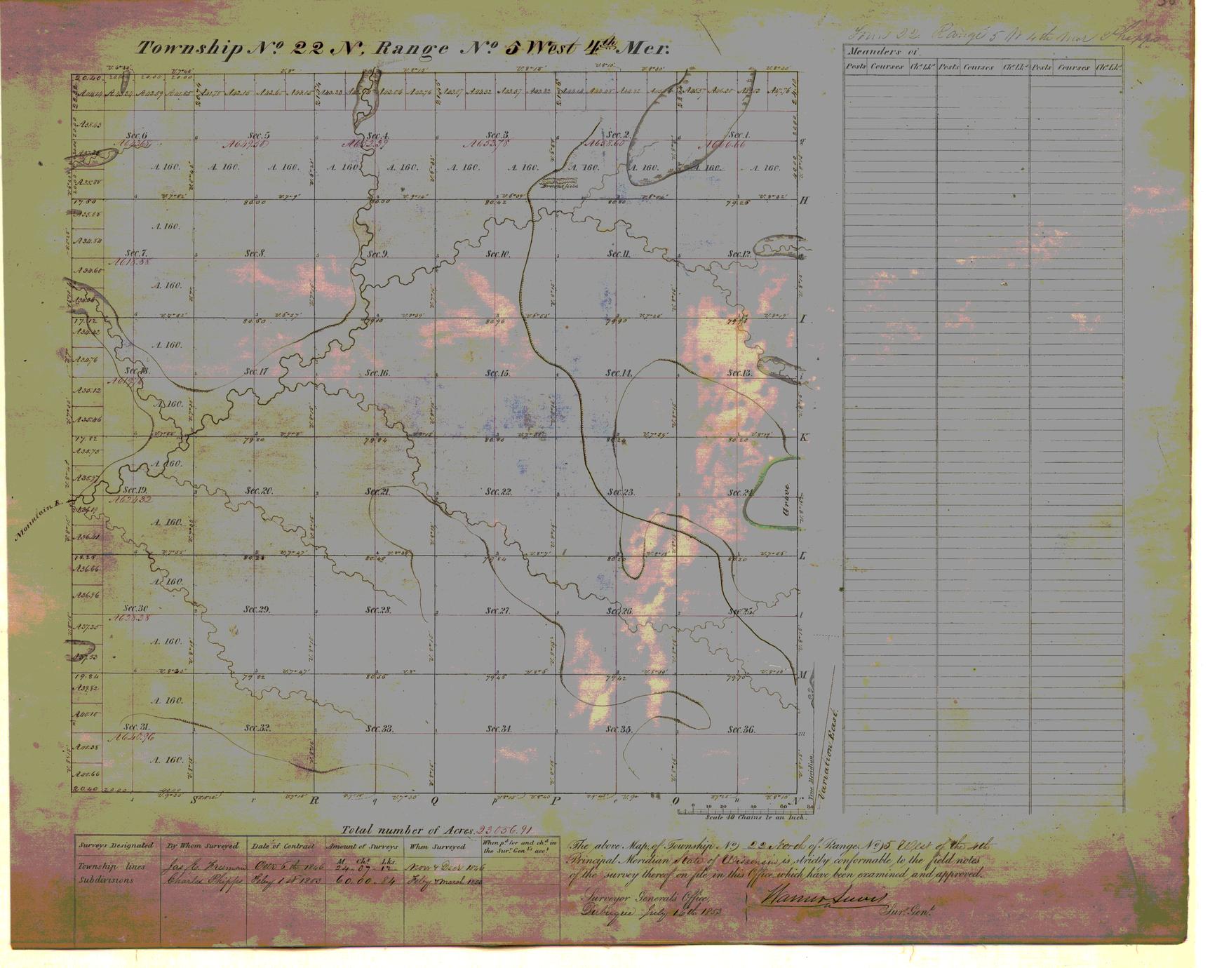 [Public Land Survey System map: Wisconsin Township 22 North, Range 05 West]