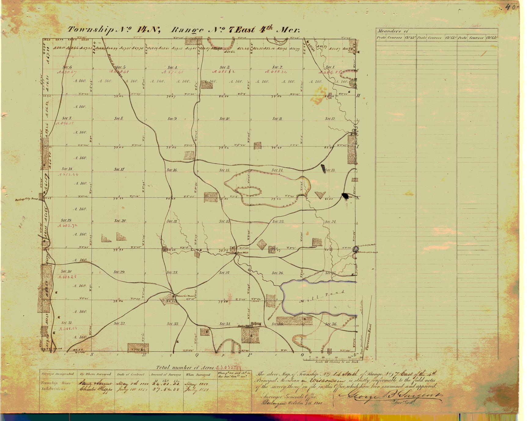 [Public Land Survey System map: Wisconsin Township 14 North, Range 07 East]