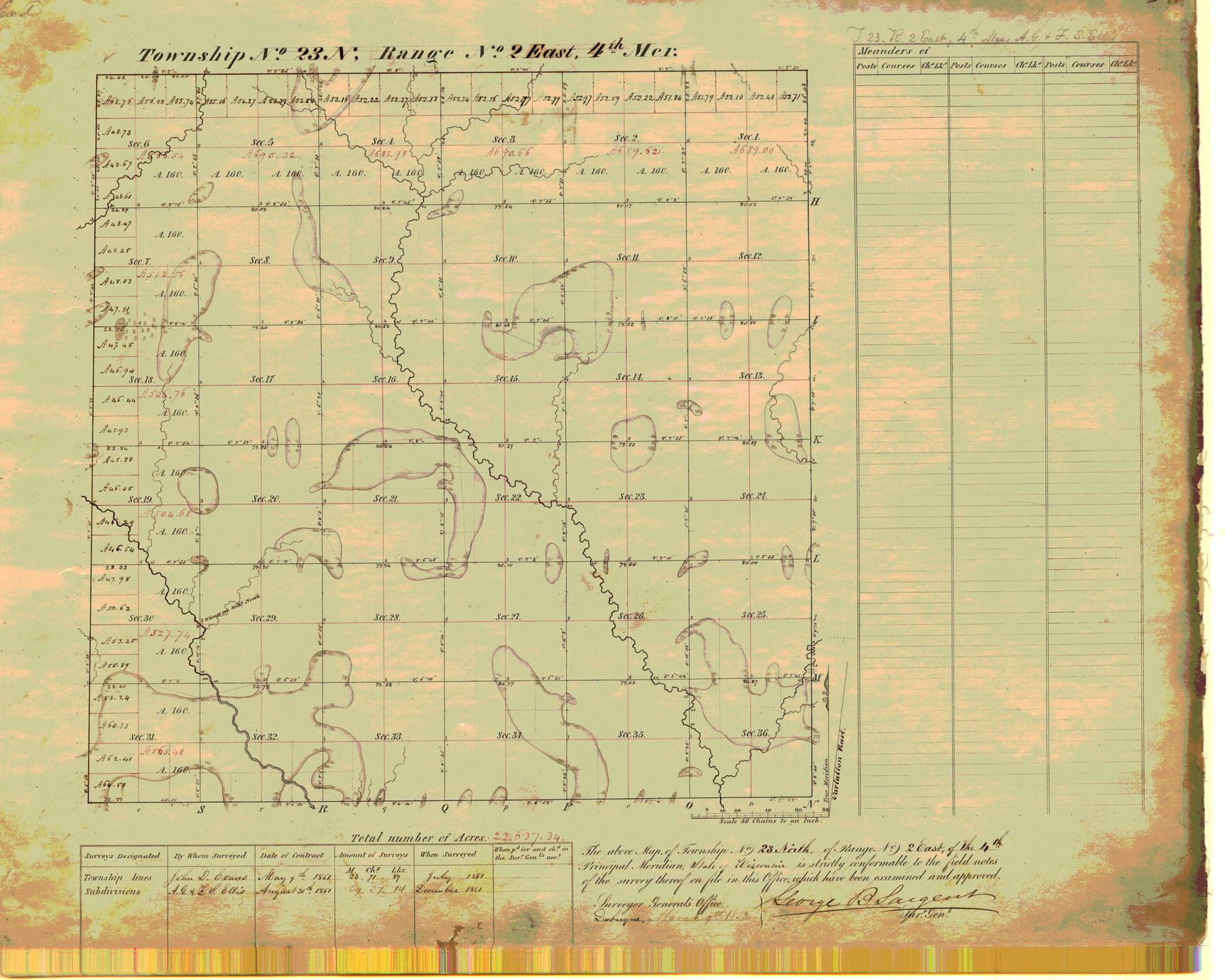 [Public Land Survey System map: Wisconsin Township 23 North, Range 02 East]