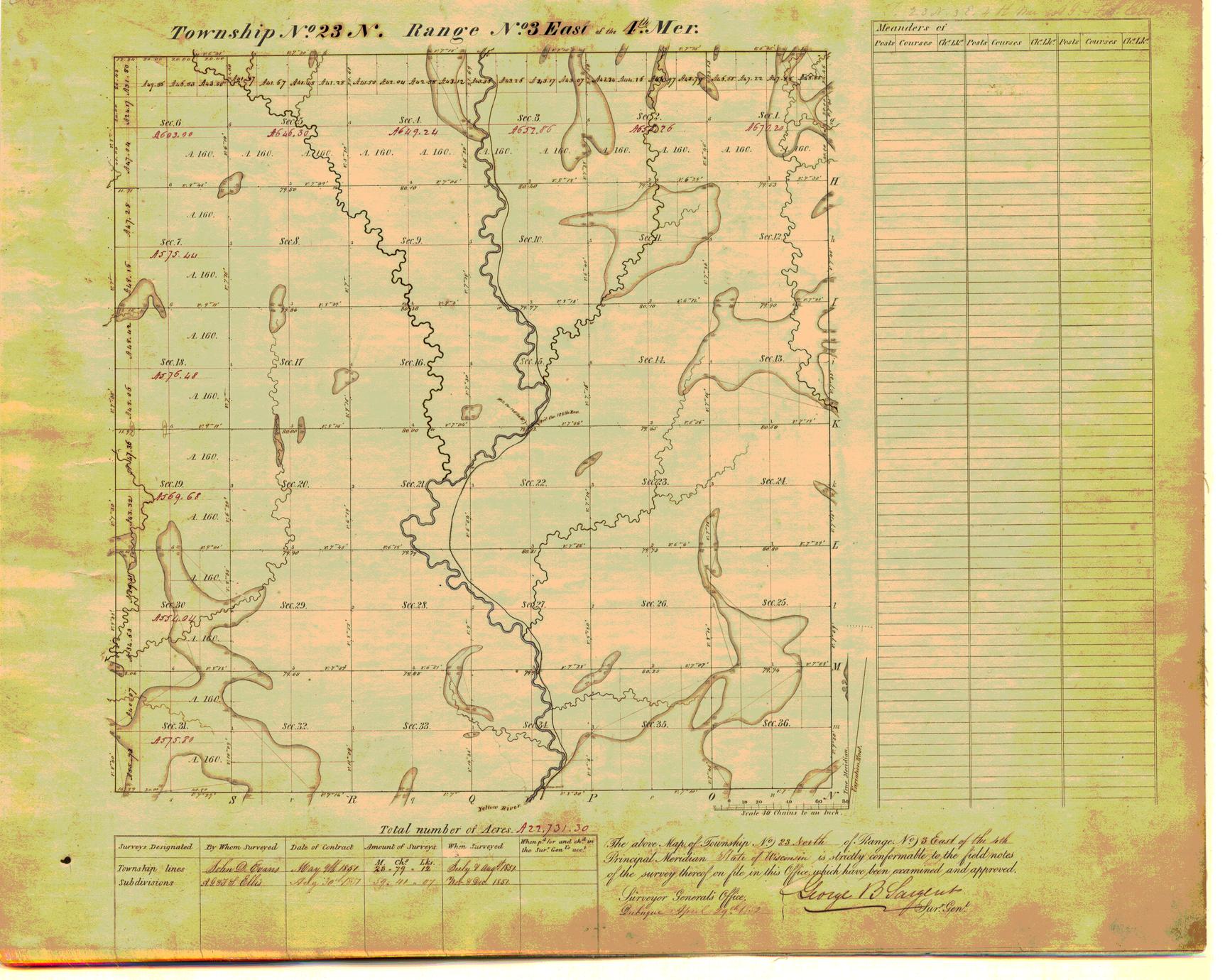 [Public Land Survey System map: Wisconsin Township 23 North, Range 03 East]