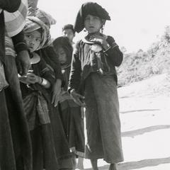 Young girls in a Black Lahu (Lahu Na) village pose for a photograph in Houa Khong Province