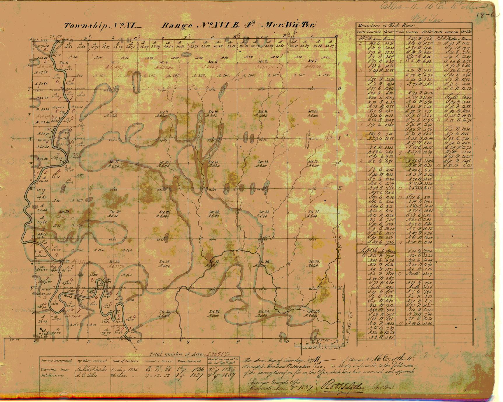[Public Land Survey System map: Wisconsin Township 11 North, Range 16 East]