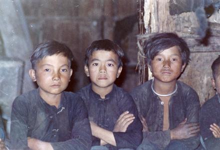 Three White Hmong boys in Houa Khong Province