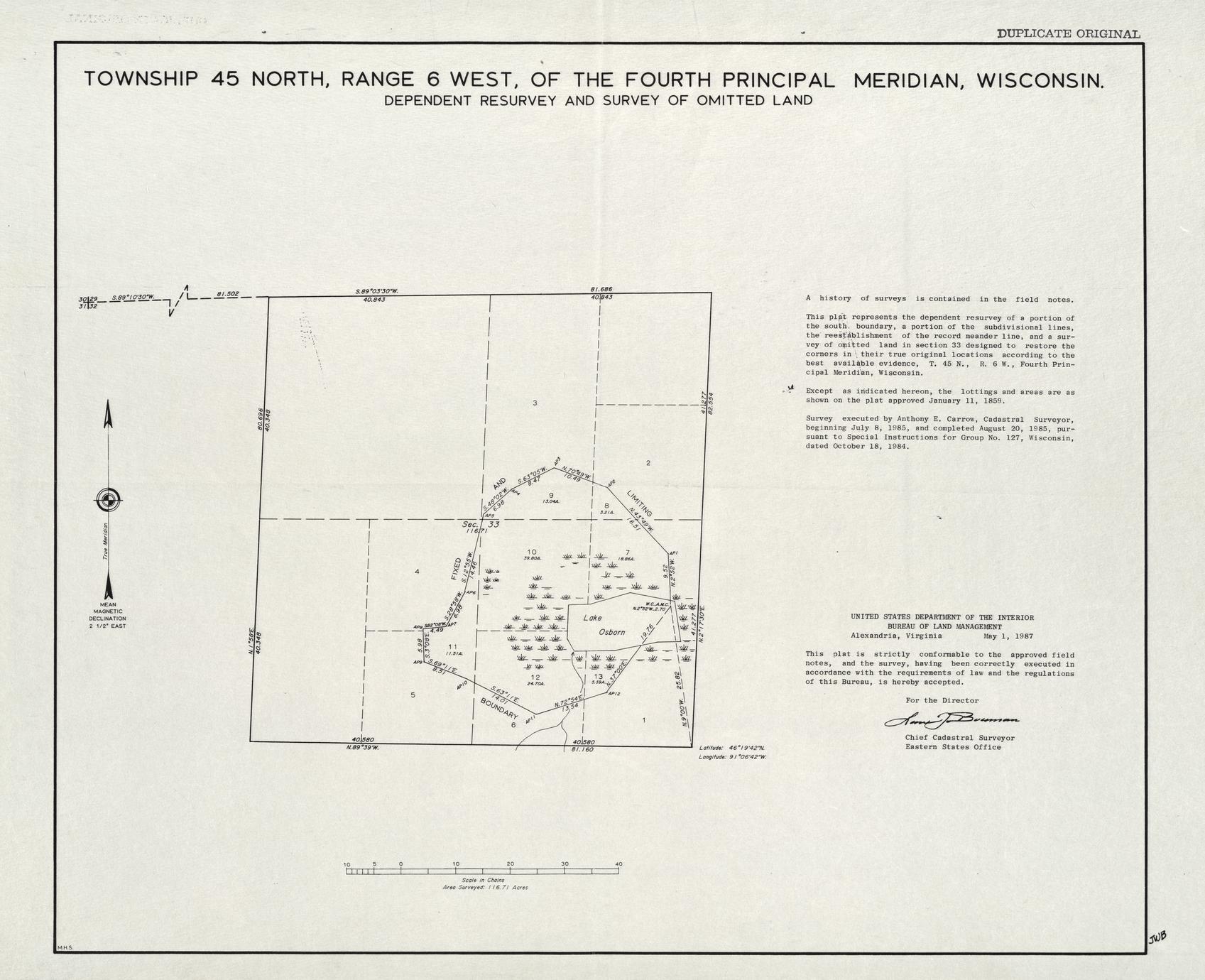 [Public Land Survey System map: Wisconsin Township 45 North, Range 06 West]