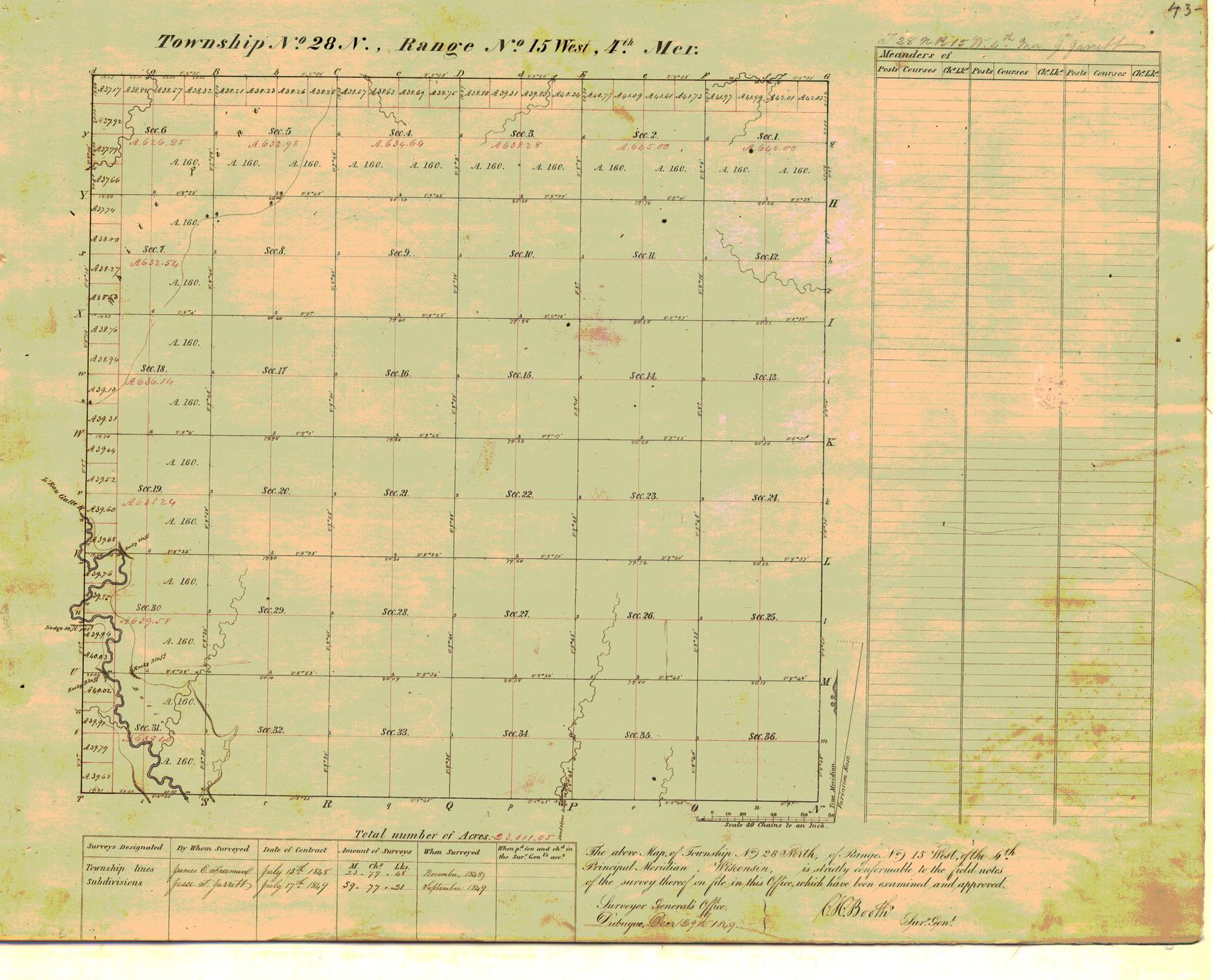 [Public Land Survey System map: Wisconsin Township 28 North, Range 15 West]