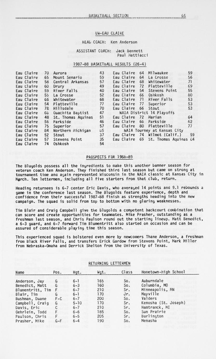 Wisconsin State University Conference directory and records book 1988