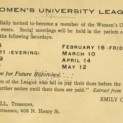 Women's University League membership invitation