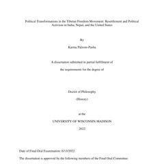 Political Transformations in the Tibetan Freedom Movement: Resettlement and Political Activism in India, Nepal, and the United States