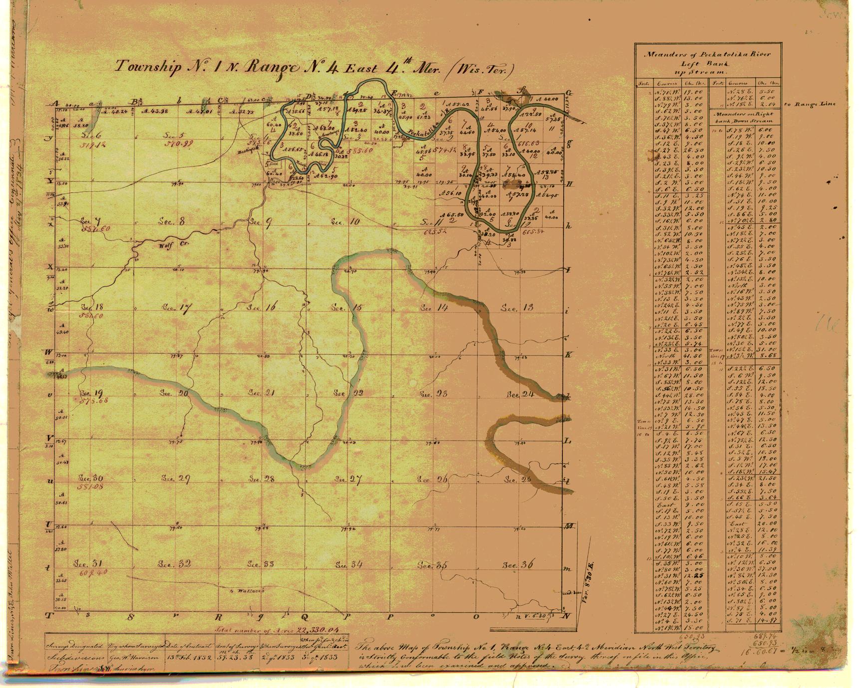 [Public Land Survey System map: Wisconsin Township 01 North, Range 04 East]