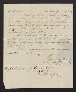 Letter from Jeremiah Miller, Jr., New York, September 27, 1829
