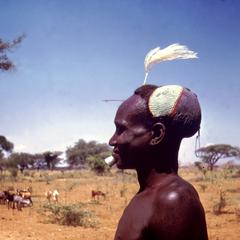 Karamojang Man in Hair Style Made with Painted Clay
