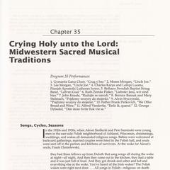 Crying holy unto the Lord : Midwestern sacred musical traditions