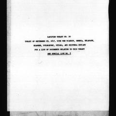 Ratified treaty no. 90, Treaty of September 29, 1817, with the Wiandot, Seneca, Delaware, Shawnee. Potawatomi, Ottawa, and Chippewa Indians. For a list of documents relating to this treaty see special list no. 6