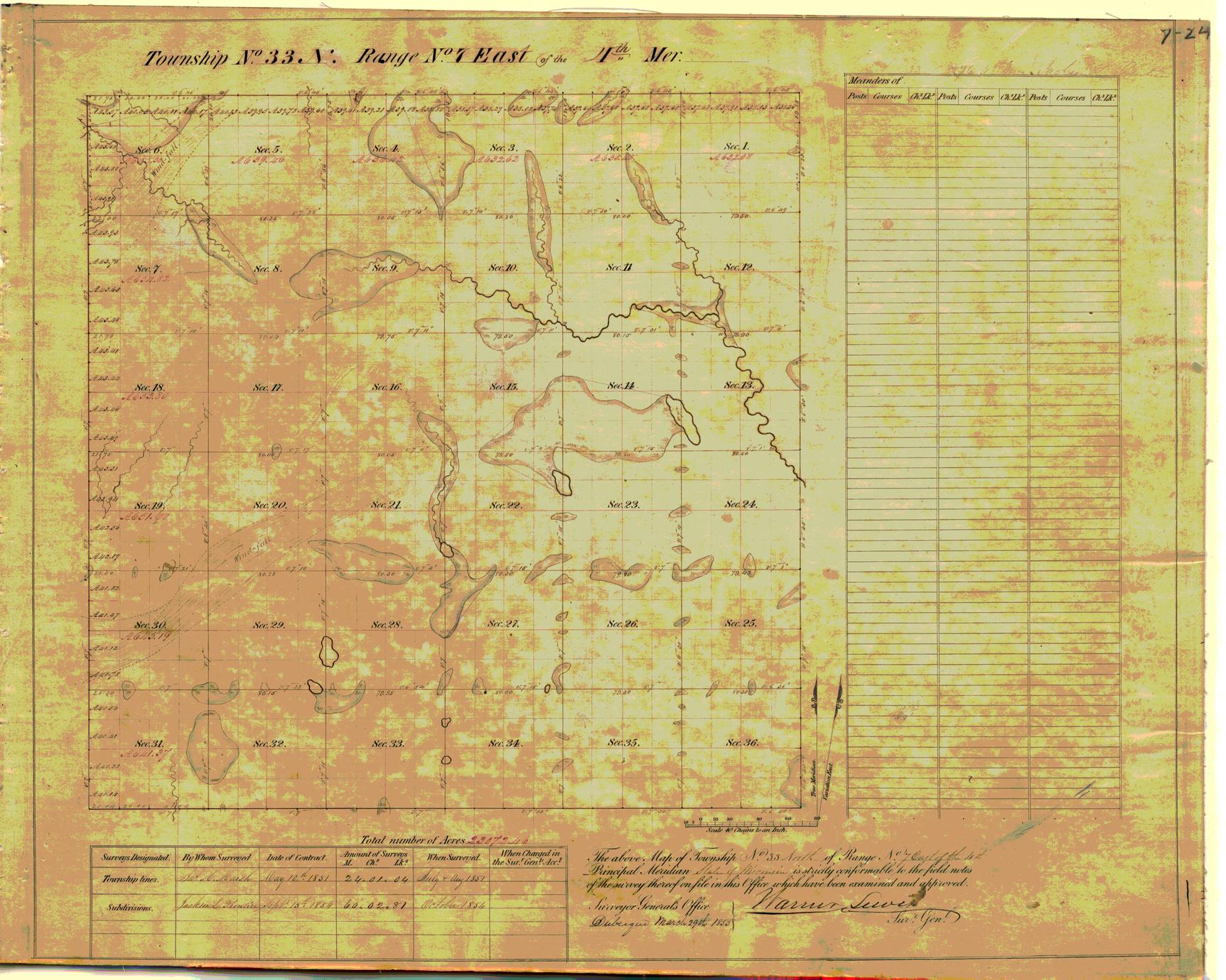 [Public Land Survey System map: Wisconsin Township 33 North, Range 07 East]