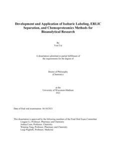 Development and Application of Isobaric Labeling, ERLIC Separation, and Chemoproteomics Methods for Bioanalytical Research