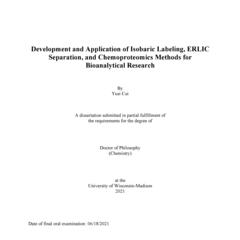 Development and Application of Isobaric Labeling, ERLIC Separation, and Chemoproteomics Methods for Bioanalytical Research