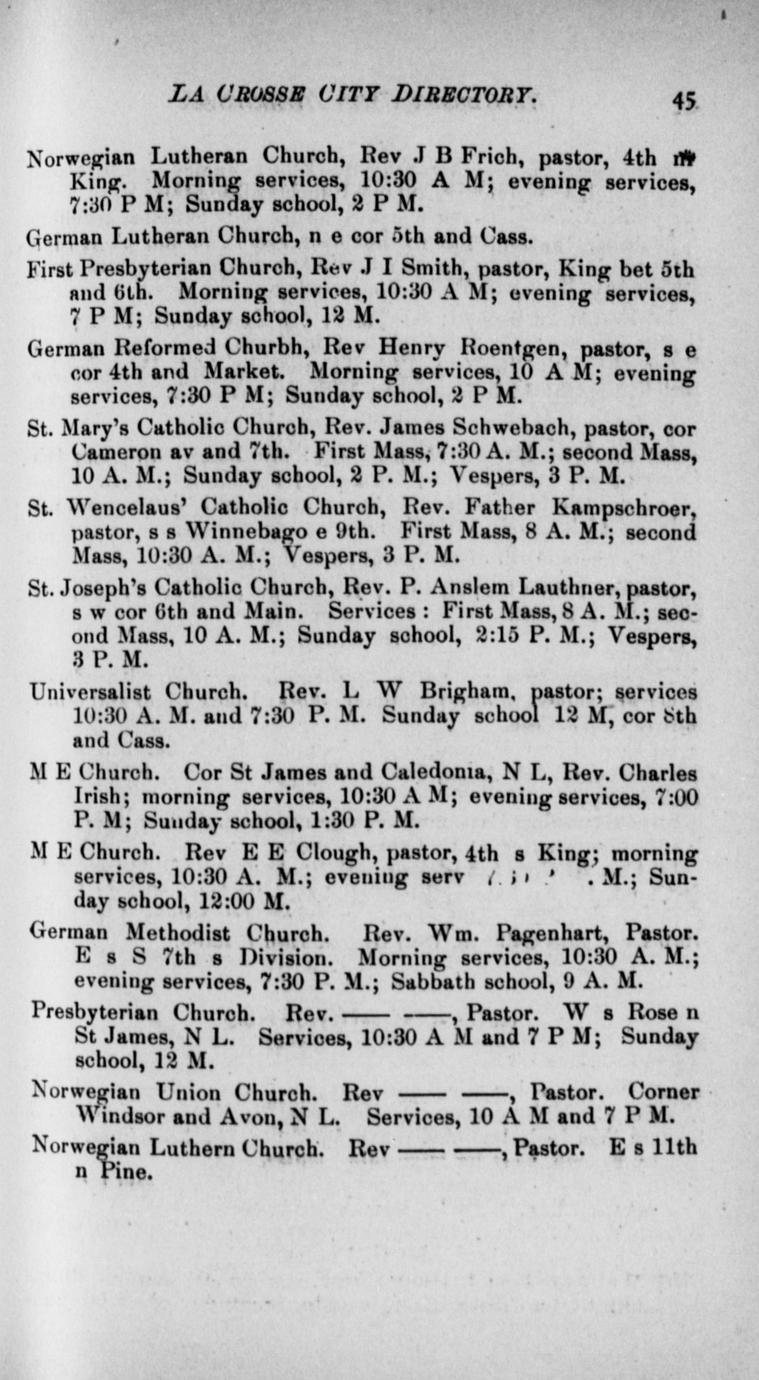 Pryor & Co.'s La Crosse city directory, 1878-9 : comprising an ...