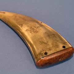 Object 1 titled Powder horn; side 1