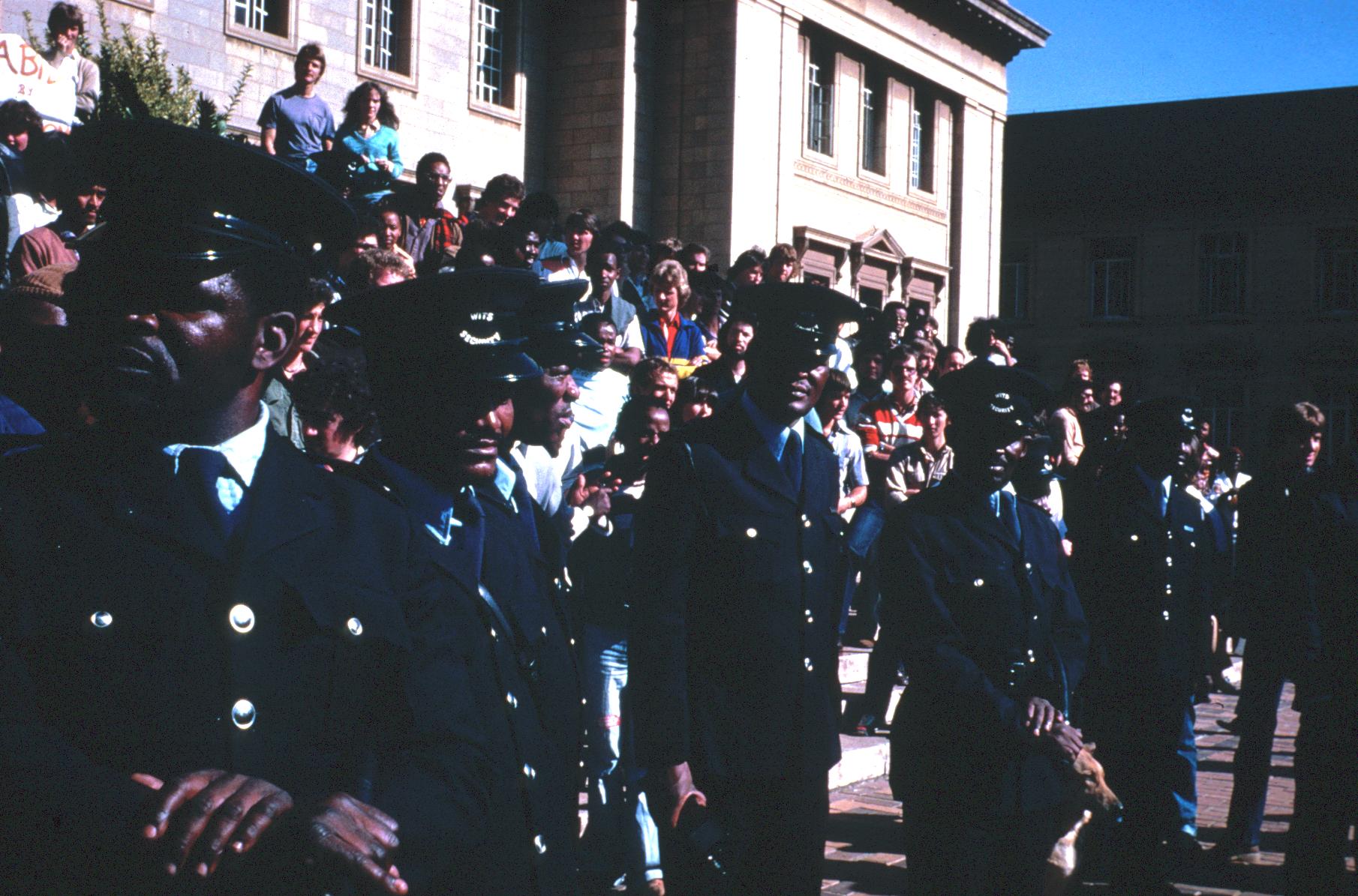 Guards at Anti-Republic Day Rally, University of the Witwatersrand, Johannesburg