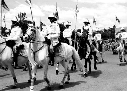 Guard on Horseback in Parade during Anniversary of Emperor's Coronation