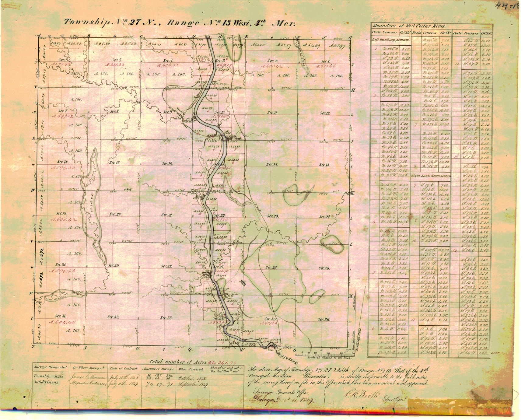 [Public Land Survey System map: Wisconsin Township 27 North, Range 13 West]