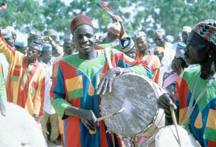 Kanuri Drummer, Part of Entourage of Traditional District Head at Big Sallah Celebration