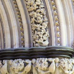 Lincoln Cathedral interior choir aisle doorway detail