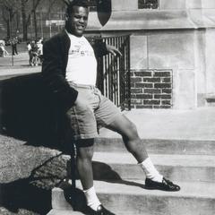 Relaxing on steps of Wittich Hall