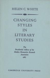 'Changing styles in literary studies' cover