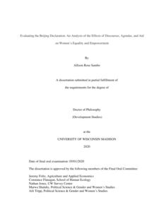 Evaluating the Beijing Declaration: An Analysis of the Effects of Discourses, Agendas, and Aid on Women’s Equality and Empowerment