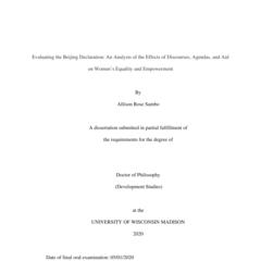 Evaluating the Beijing Declaration: An Analysis of the Effects of Discourses, Agendas, and Aid on Women’s Equality and Empowerment