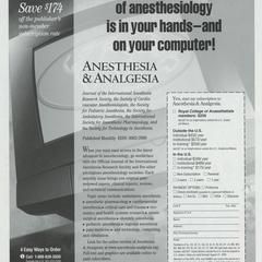 Anesthesia & Analgesia advertisement