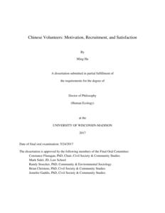 Chinese Volunteers: Motivation, Recruitment, and Satisfaction