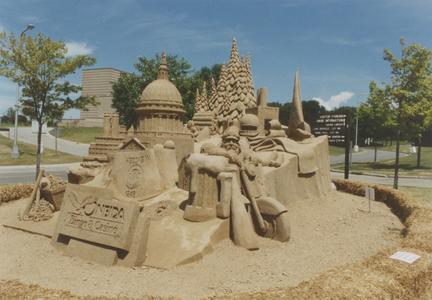 Sand sculpture on campus grounds as part of Bayfest
