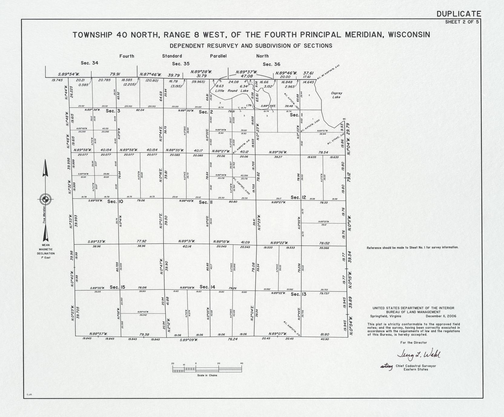 [Public Land Survey System map: Wisconsin Township 40 North, Range 08 West]