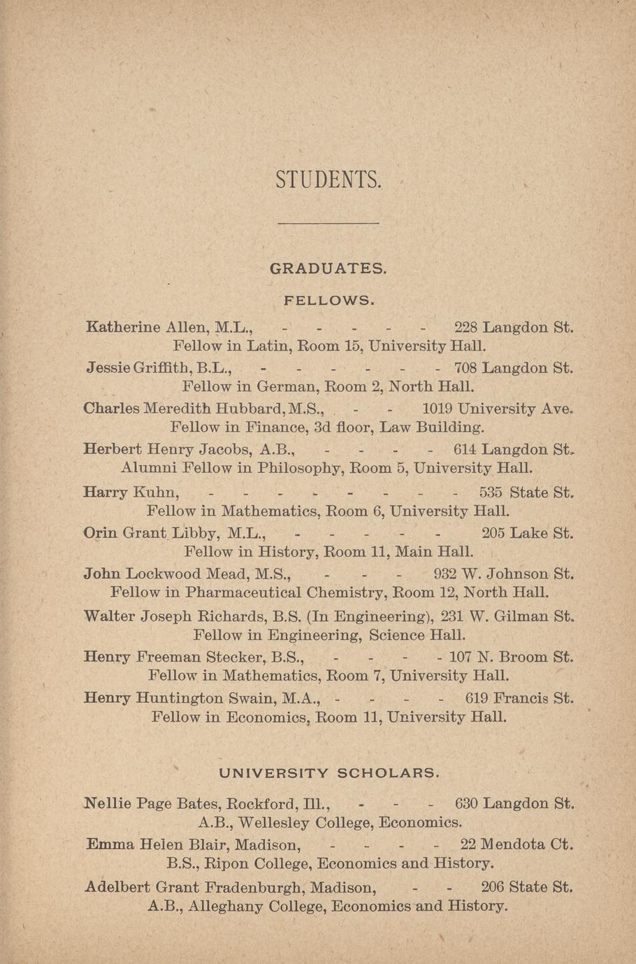 Catalogue of the University of Wisconsin for 189394 1894 Full view