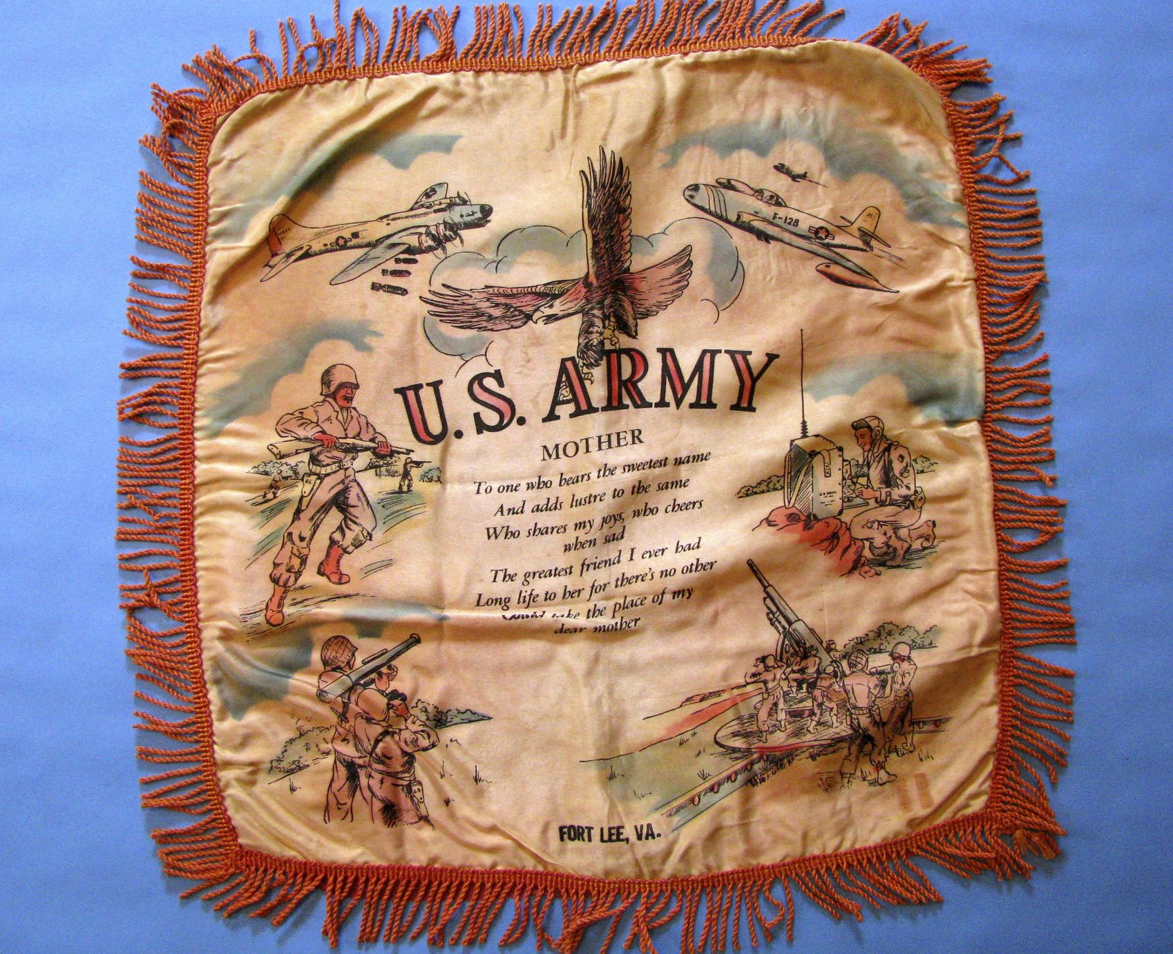 World War II pillow cover US Army - UWDC - UW-Madison Libraries