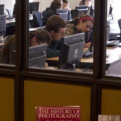 College students in the library computer lab