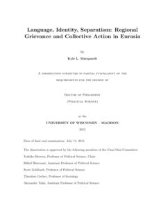 Language, Identity, Separatism: Regional Grievance and Collective Action in Eurasia
