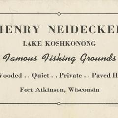 Henry Neidecker Lake Koshkonong famous fishing grounds