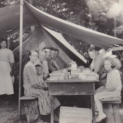 1918 Training camp - dining with neighbors