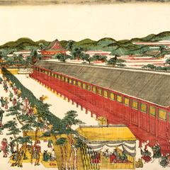 View of the Sanjusangendo at Fukagawa in Edo, from the series Perspective Pictures
