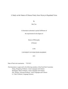 A Study on the Nature of Chinese Poetry from Shijing to Regulated Verse