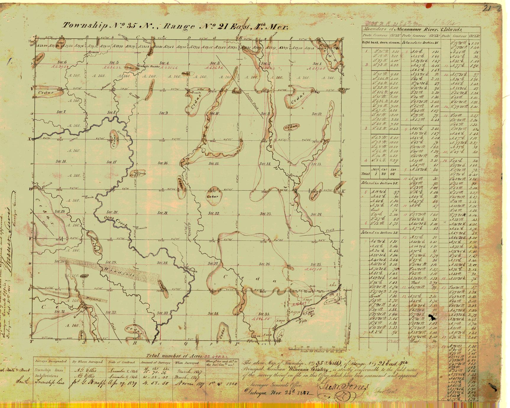 [Public Land Survey System map: Wisconsin Township 35 North, Range 21 East]