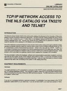 'TCP/IP Network Access to the NLS Computer Catalog' cover