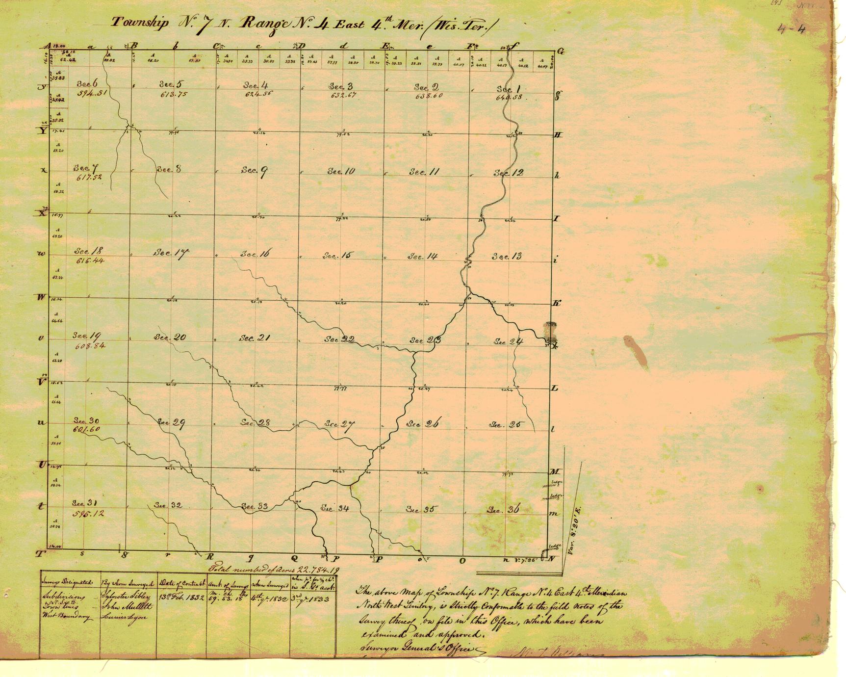 [Public Land Survey System map: Wisconsin Township 07 North, Range 04 East]