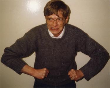 Mathematics professor Roger Peterson angry pose