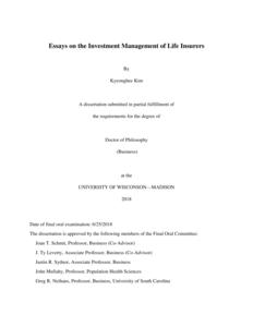 Essays on the Investment Management of Life Insurers