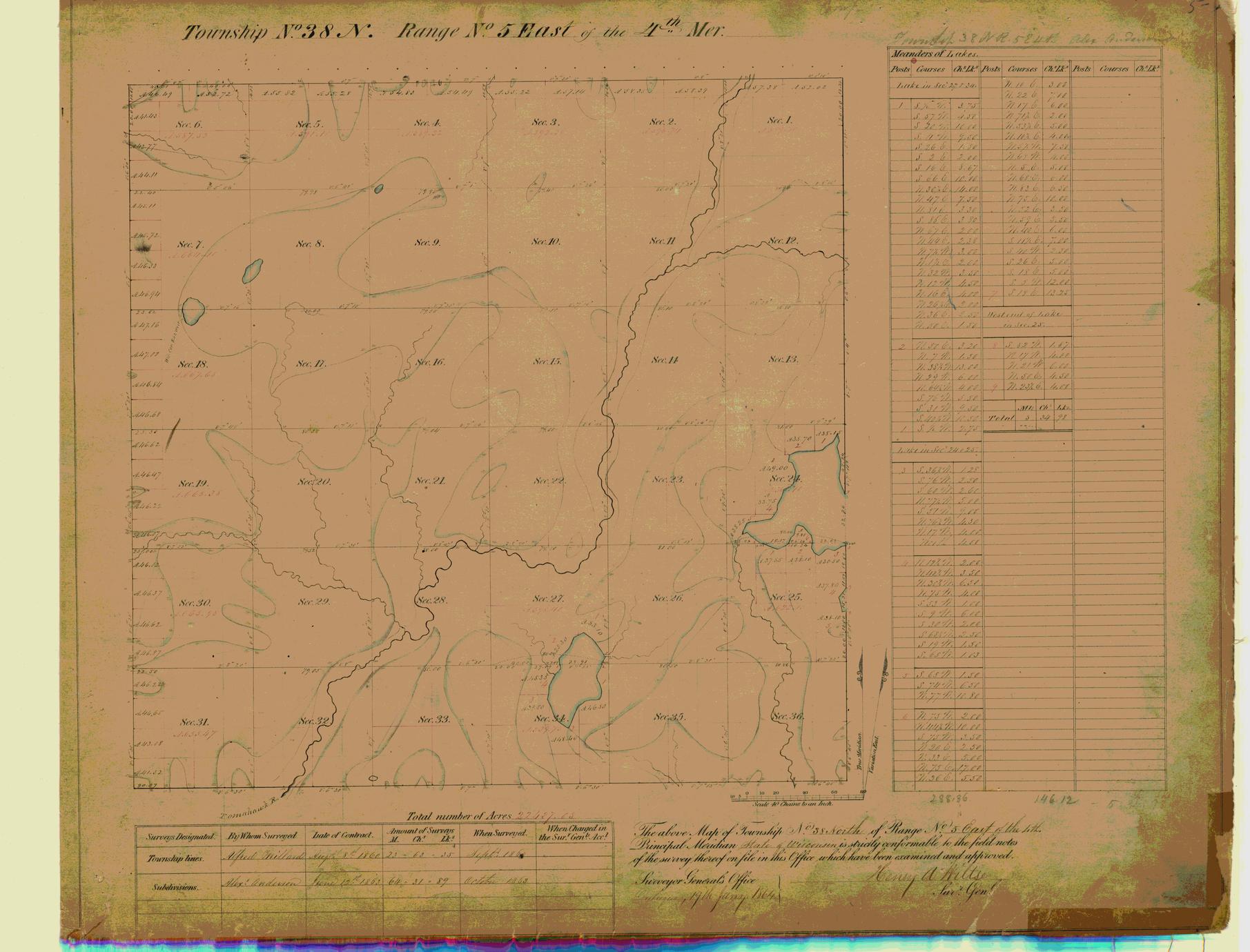 [Public Land Survey System map: Wisconsin Township 38 North, Range 05 East]
